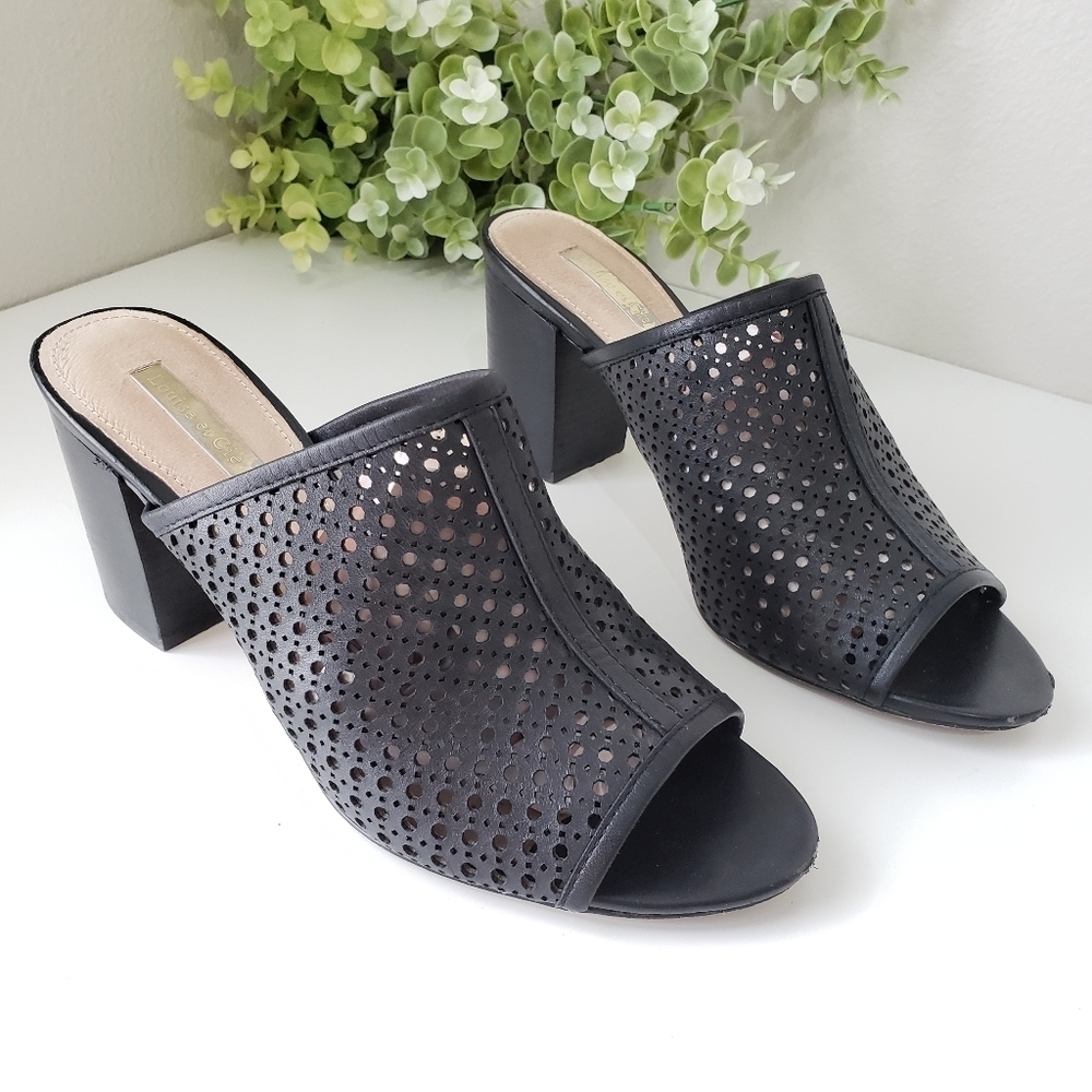 Louise et Cie Valora laser perforated mule heels
